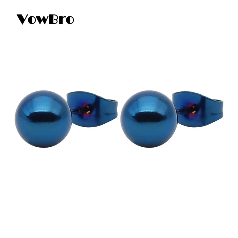 Серьги гвоздики VowBro из хирургической стали серебристого цвета черные золотистые
