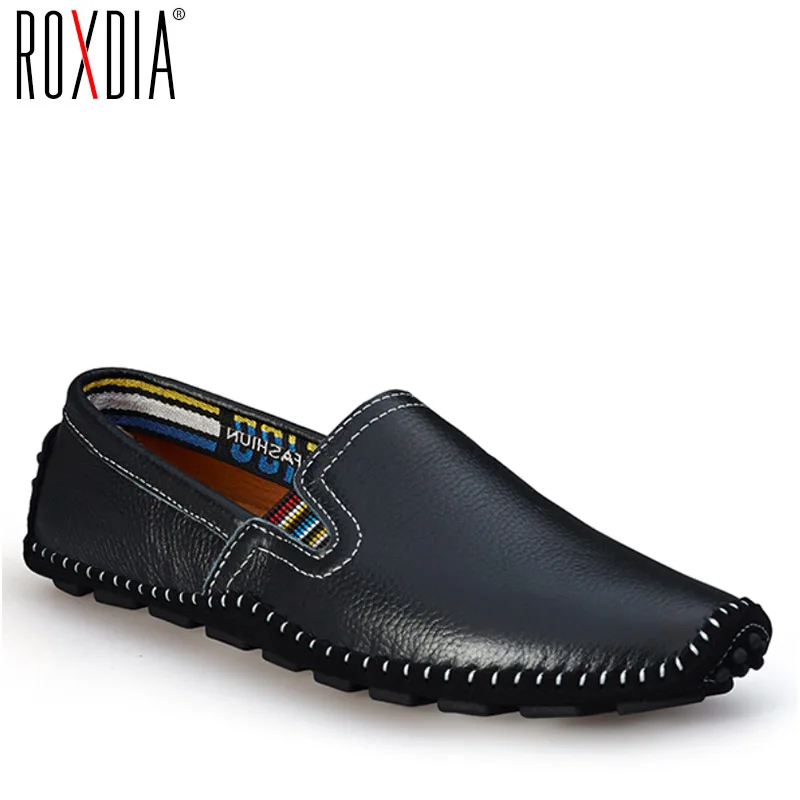 

ROXDIA New Fashion Genuine Leather Men Loafers Spring Autumn Causal Shoes Men's Driving Shoes Man Flats Plus Size 39-47 RXM030