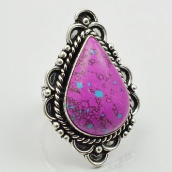 

Purple Turquois Ring Silver Overlay over Copper , Size: 7 , R1961