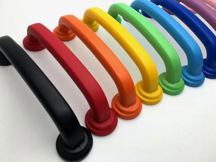 

LCH Candy Color 96mm 160mm Rainbow Color Cupboard Handle Zinc Alloy Plastic Surface Treatment Cabinet Knob for Kids/ Children