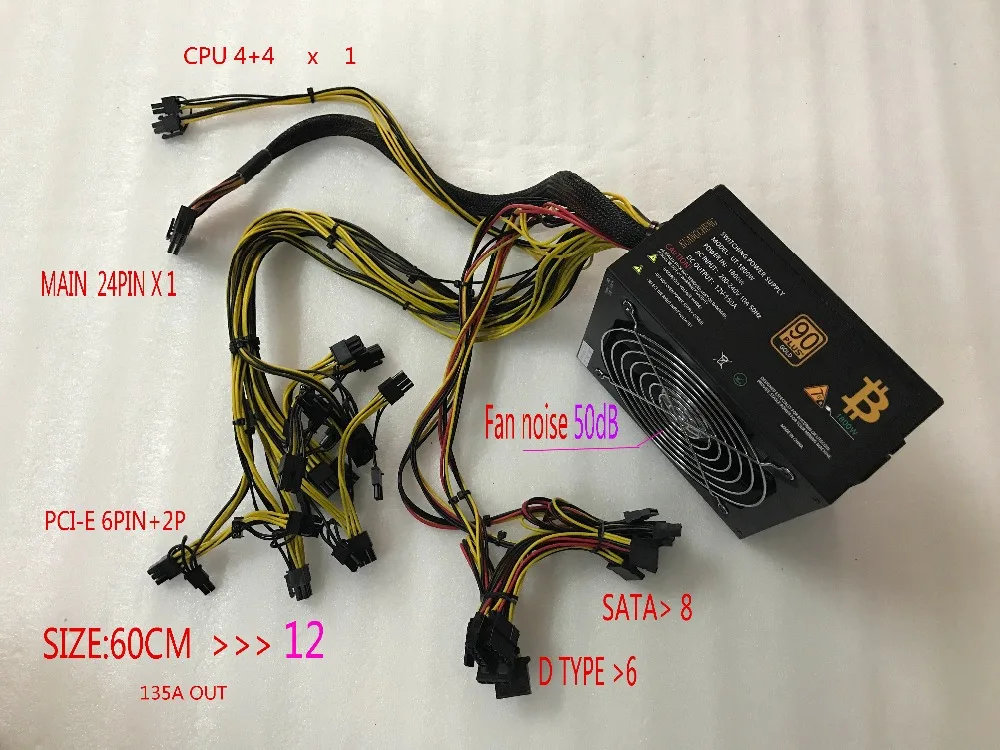KUANGCHENG ETH ZCASH Gold POWER 1800W use for R9 380 RX 470 6GPU card Antminer L3