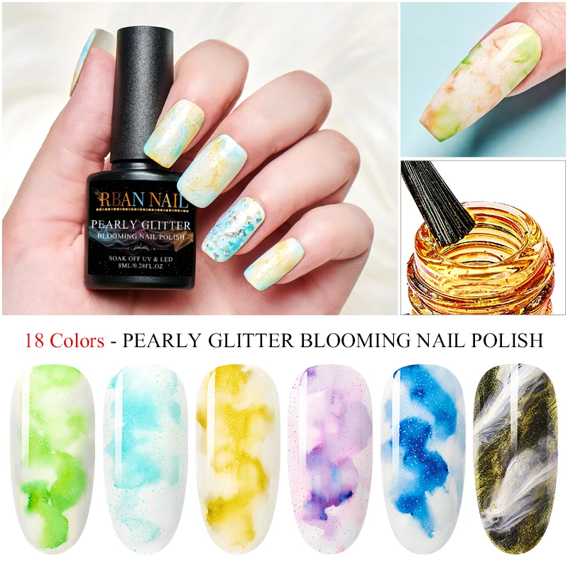 

RBAN NAIL 18 Colors Watercolor Ink Varnish Gel Bloom Smoke Color Gel Polish Smudge Bubble Pigment Nail Glue Gel Manicure Set