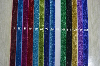 

new arrive 5/8''(15mm) Glitter Velvet Ribbon, 10 yard of a color .total 100 yard.mix 10 colors(no elastic )