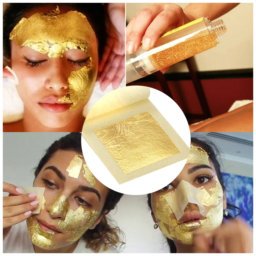 10pcs DIY Gold Mask 24k Edible Gold Leaf Foil Beauty Anti Aging Wrinkle Removal Facial Skin Care Tools for Organic Serum Cream (8)
