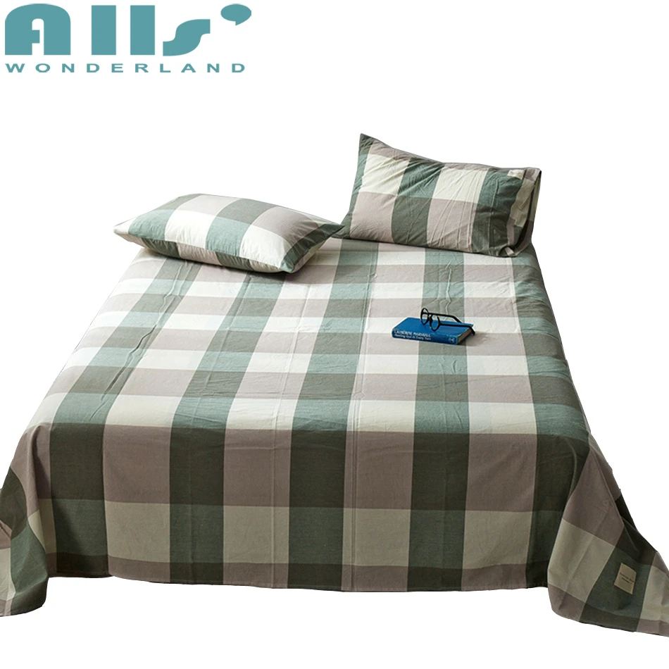 One Piece Plaid Flat Sheet Single Bed Sheet Queen And King Size Modern