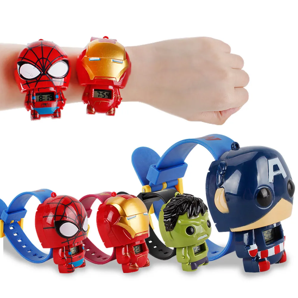 

Avenger Alliance Child Watch Iron Man Hulk Spider Man American Captain Transformers Electronic for Student Kids Watches Hot Toys