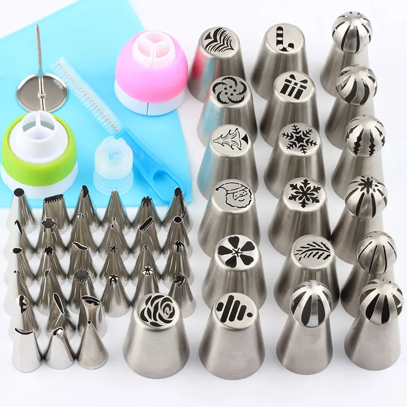 58Pcs/Set Christmas New Year Icing Piping Nozzles Russian Ball Sphere Party Tips Stainless Steel cake Pastry Decorating Tool Set