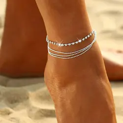 1 предмет многослойное пикантные прозрачные цепочка на лодыжку летний браслет браслеты ноги пляжа свадебные украшения подарок