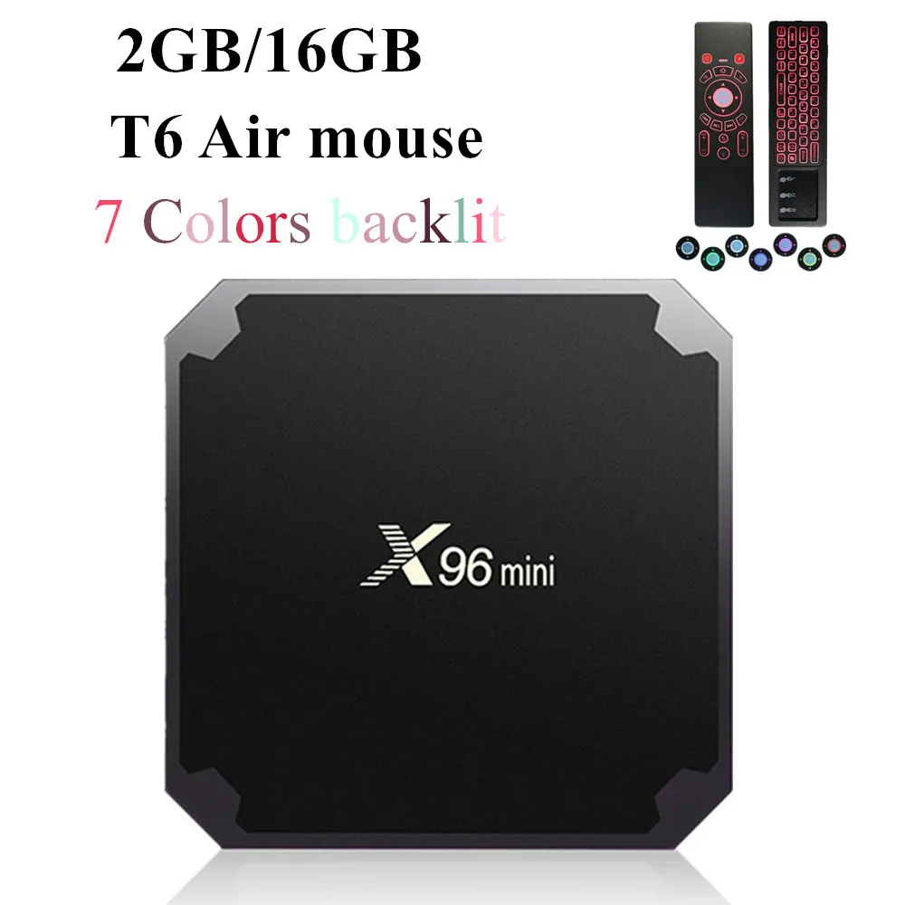 X96mini ТВ приставка WiFi android 7,1 4K 2 Гб 16 Гб Amlogic 1 ГБ 8 ГБ S905W ТВ приставка четырехъядерный Wi-Fi Медиаплеер smart X96 mini - Цвет: 2 16GB t6 mouse