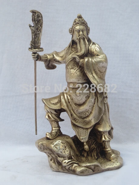 

Collectible Decorated Old Handwork 9inch Tibet Silver Carved Guangong Statue/ Feng Shui Guan Yu Sculpture fast Shipping