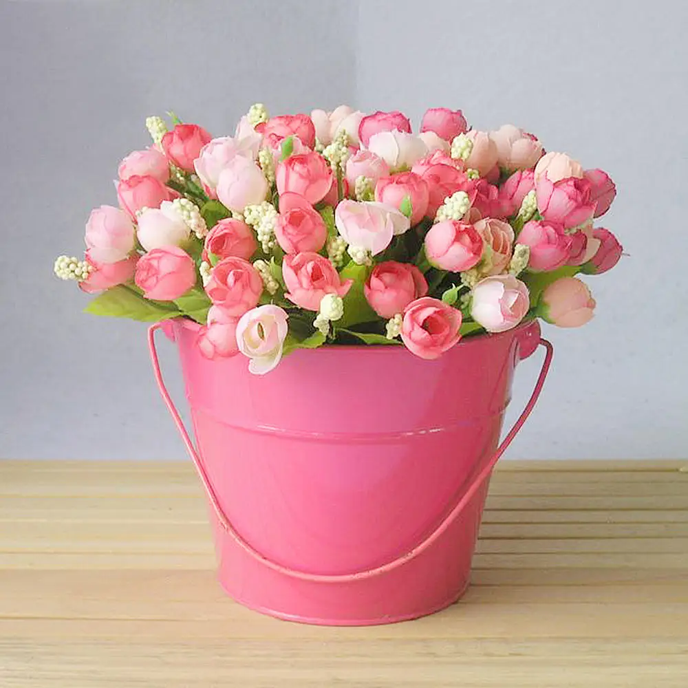 

5Pcs Mini Metal Colorful Bucket Candy Keg Pails DIY Wedding Party Flower Pot Garden