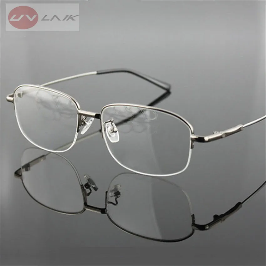 

UVLAIK Memory Titanium Eyeglasses Half Alloy Frame Optical Glasses Frame Men Women Retro Half-frame Glasses Prescription Frames