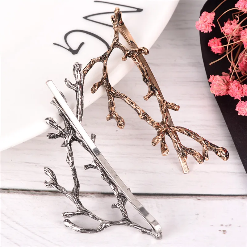 Vintage Gold Silver Tree Hair Clips Girls Alloy Branch Hairpins Fashion Hairgrips Lady Elegance Metal Hair Accessories For Women