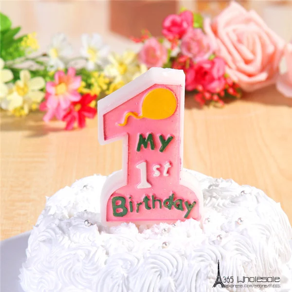My 1st Birthday Candles Pink and Blue - 3