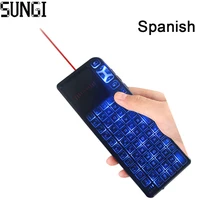 Spanish Mini T11 Wireless Keyboard 2.4G Air Mouse Presenter Touchpad Keyboards Remote Laser Pointer For Tablet PC/Android TV Box
