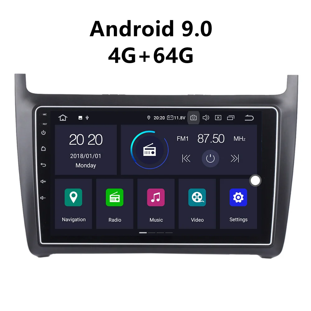 JSTMAX 10 2 'ɺndroid 9 0 4G + 64G ISP экран автомобильный DVD Радио стерео плеер для нового Polo