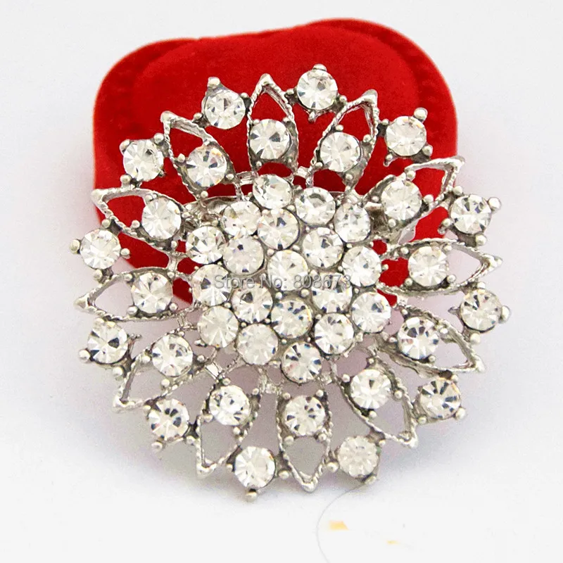 

DHL FEDEX FREE SHIPPING VINTAGE STYLE RHODIUM PLATED FLOWER Sparkling Diamante Women Pin Brooches Wholesale