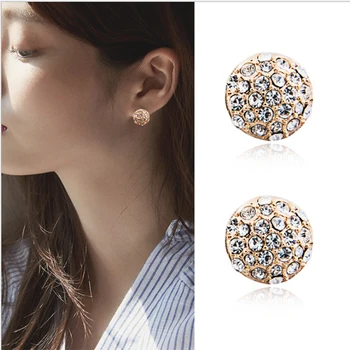 

JIOFREE New popular gold Rhinestone Clip On Earring for Women Girls Party Gift