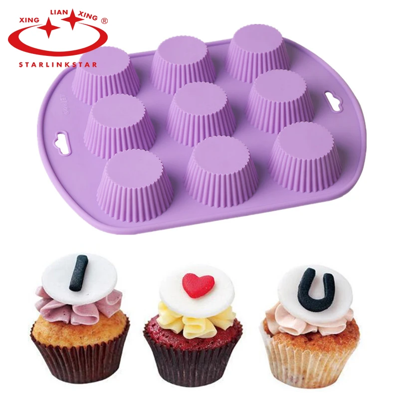 Buy 1pc 9 Holes Silicone Cupcake Mould 3D Sugarcraft