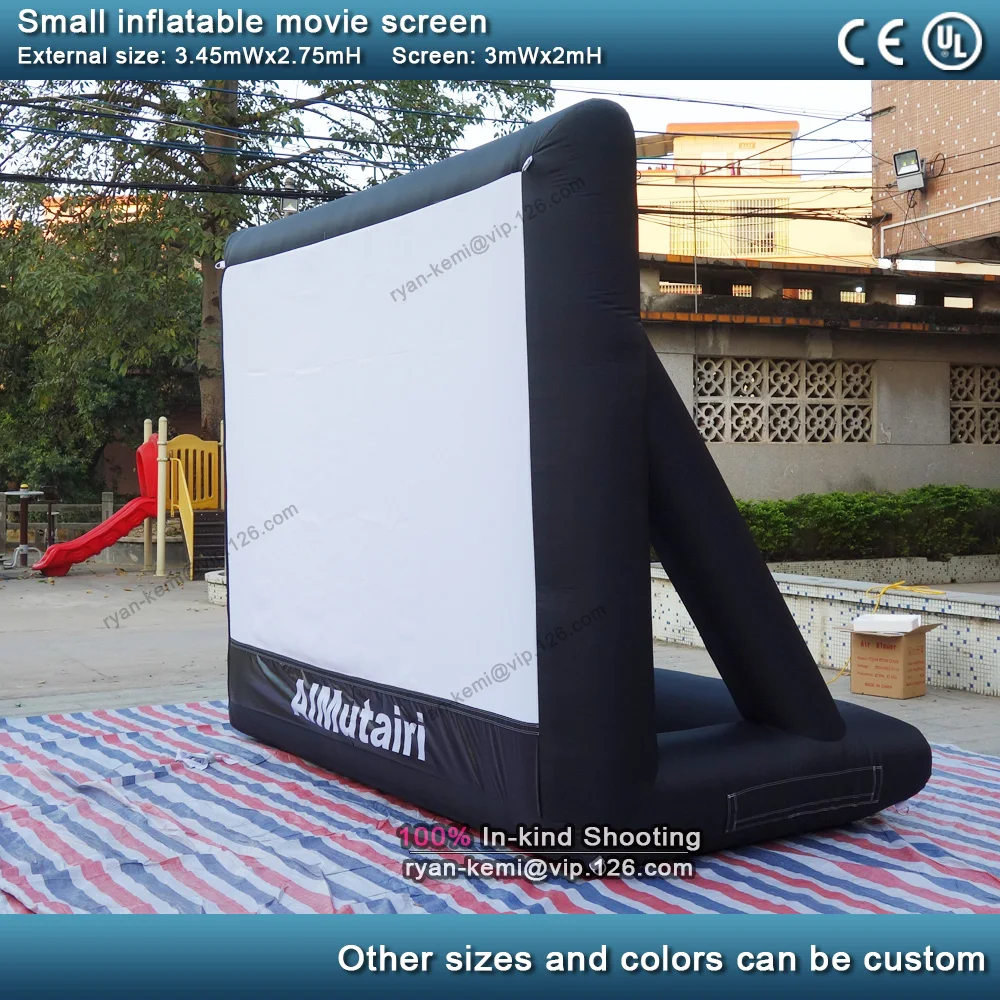 3m front rear projection inflatable movie screen small inflatable film screen yard party TV air cinema with blower 2