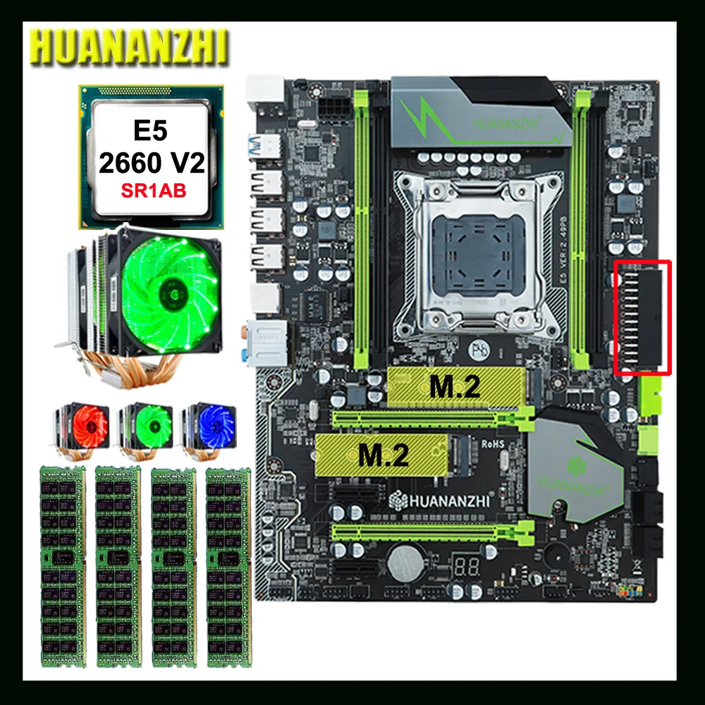 ^*Best Offers Big brand HUANANZHI X79 Pro motherboard with DUAL M.2 NVMe SSD slot CPU Intel Xeon E5 2660 V2 with 6 tubes cooler RAM 64G(4*16G)