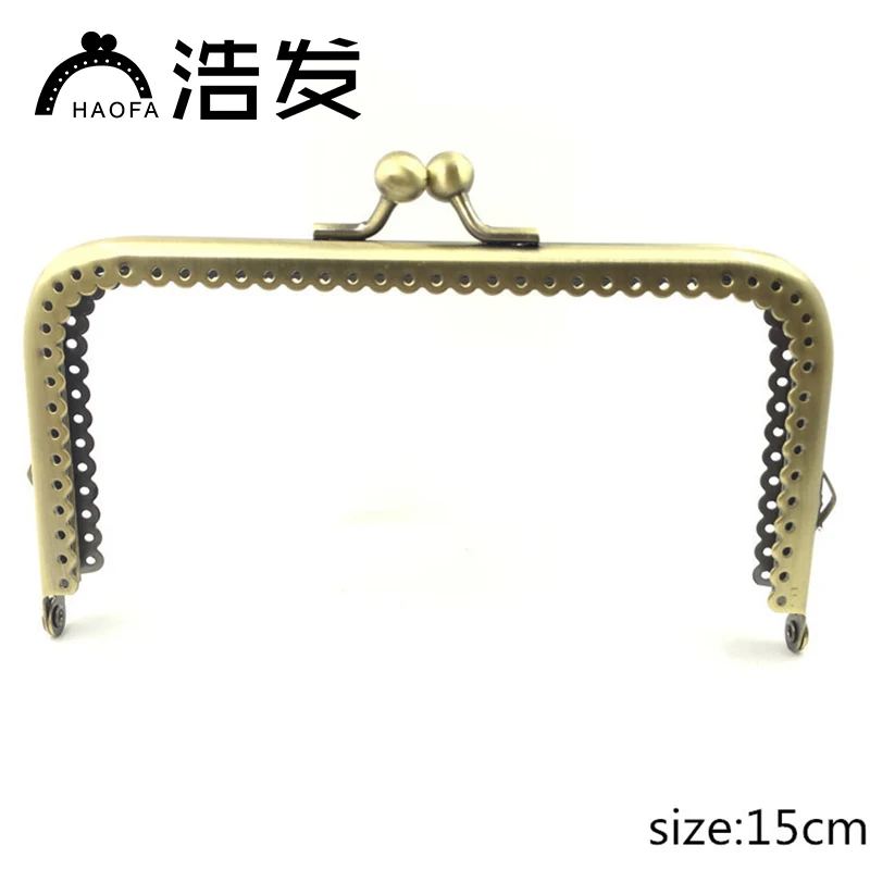 Bolsa de Costura Bolsas de Moedas de Metal Alça de Metal Acessórios para Bolsas Bonito Bronze Alça Portátil Beijo Fecho Quadro Pequeno 15 cm