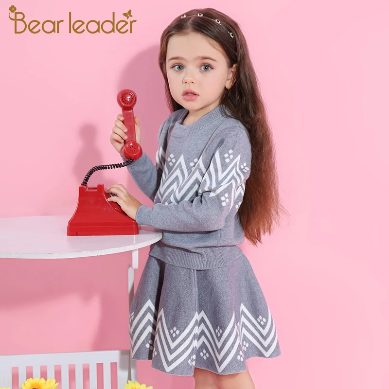 Bear Leader/комплекты для девочек коллекция 2021 года новые весенние розовые вязаные