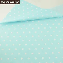 Teramila Fabrics Little Stars Designs Light Blue Cotton Twill Fat Quarter Quilting Textile Bedding Sheet Garment Tecido CM