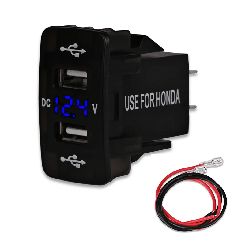 1 шт. 5 в 4.2A для Toyota Dual USB Автомобильное зарядное устройство Быстрая зарядка 2 USB порта Авто адаптер светодиодный вольтметр розетка для Honda 12-24 В - Название цвета: Blue for Honda
