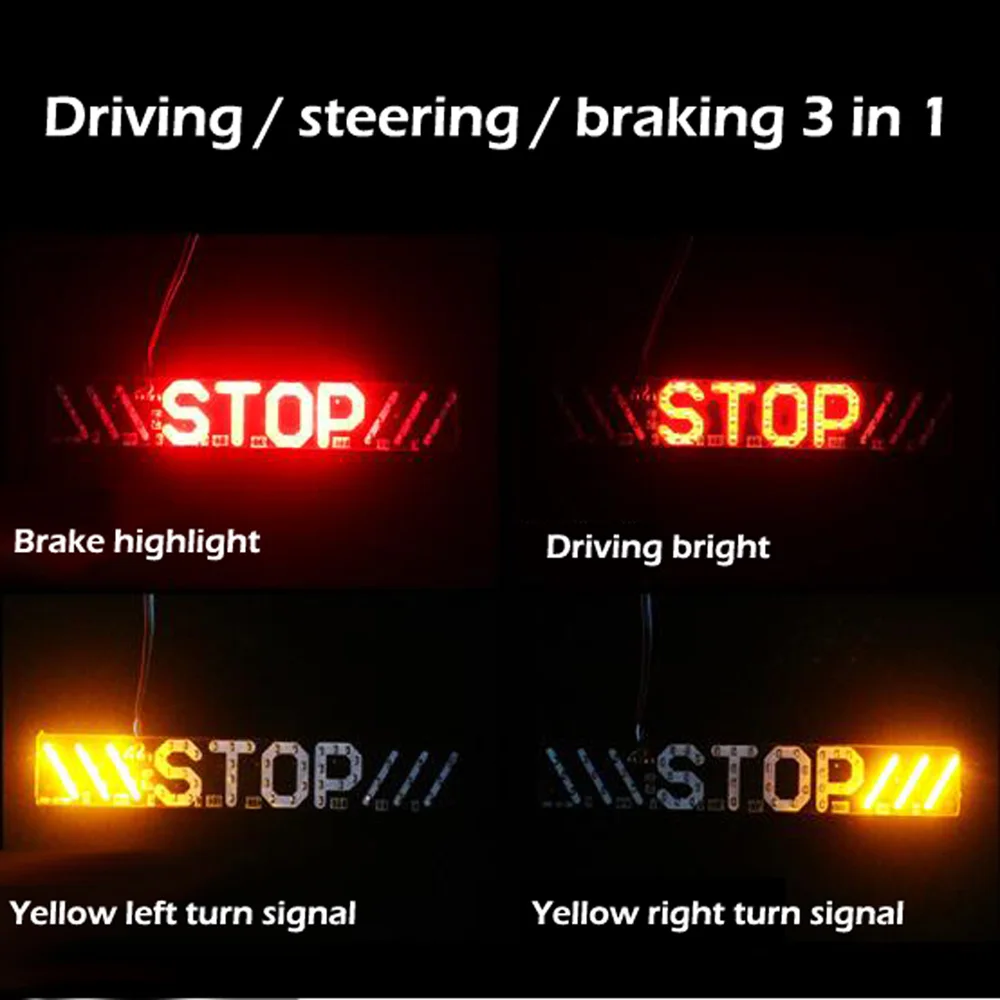 

Motorcycle Refit Taillight LED Brake Light Turn Signal Light License Plate Light 3 In 1 Anti-Chasing Warning Light Waterproof