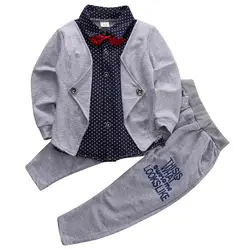 2 шт. для новорожденных одежда для малышей Детская одежда; Одежда для мальчиков комплект блузка рубашка галстук-бабочка топы с надписями