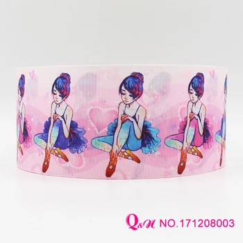 

Q&N ribbon 16mm 22mm 25mm 38mm 50mm 75mm Ballet dancer print grosgrain ribbon webbing 50yards/roll for hair tie free shipping