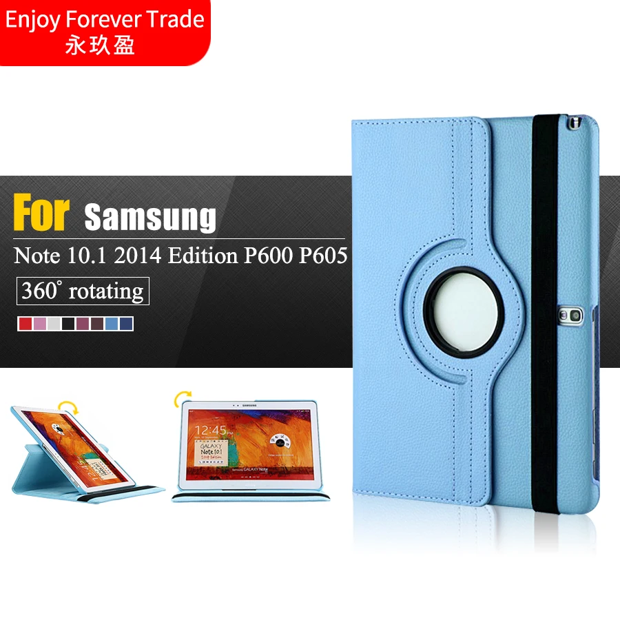 

New hot sell Embossed Pu leather Cases for Samsung Galaxy Note 10.1 2014 Edition P600 P601 P605 360 Degrees Rotating Stand cover