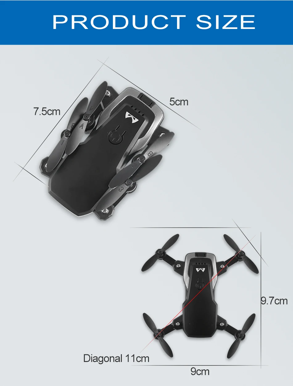 Quadcopter with 2MP Camera Mini Foldable RC Drone M11 2.4GHz 6-Axis Gyro WiFi FPV Drone Good Choice for Helicopter Training (18)