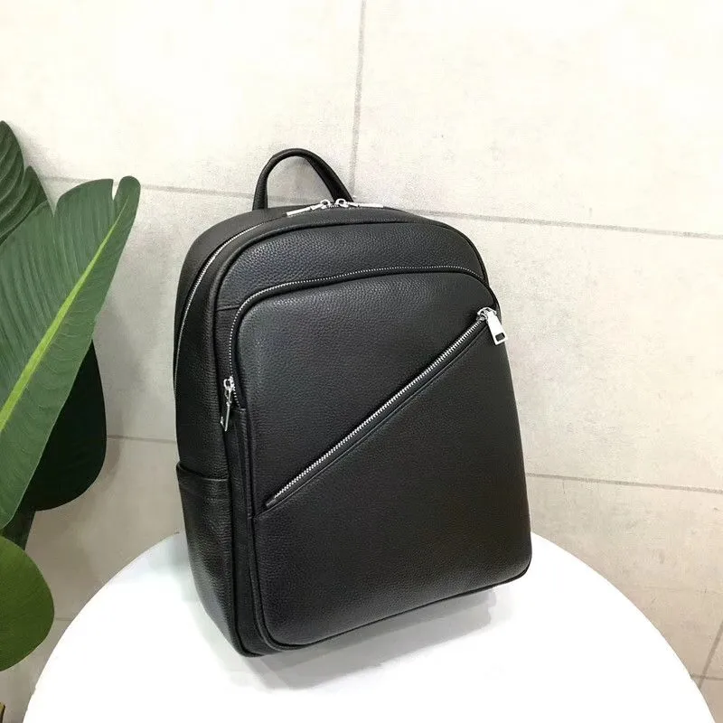 

Kaisiludi leather men's bag double shoulder backpack computer bag travel bag soft leather large capacity fashion lady bag