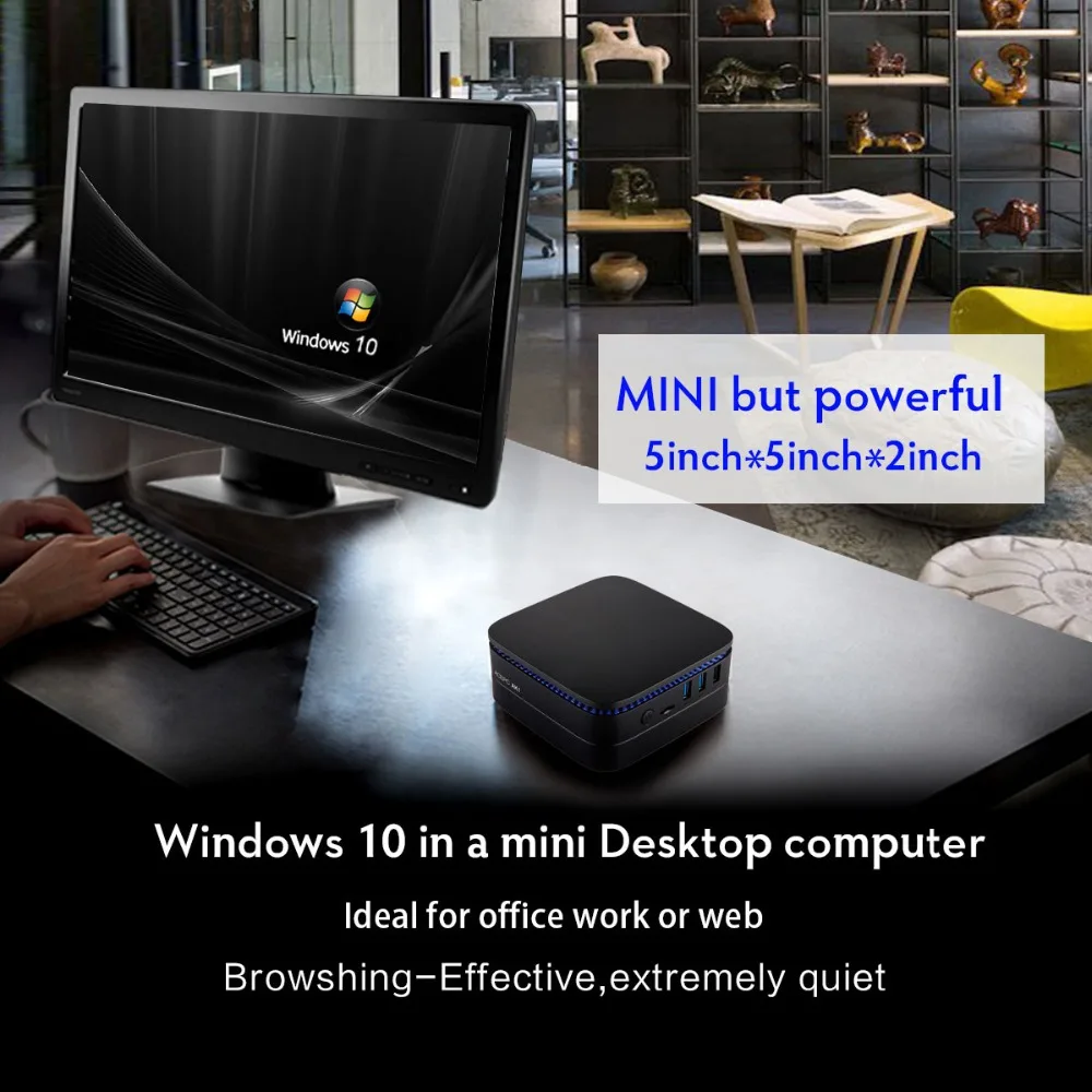 AKIH MINI PC Windows 10 карманные мини-компьютера лицензированных 4 ГБ 32 ГБ, 64 ГБ и 128 ГБ Intel Atom 4 K BT4.2 2,4 г/5G Wi-Fi RJ45 1000 M LAN minipc