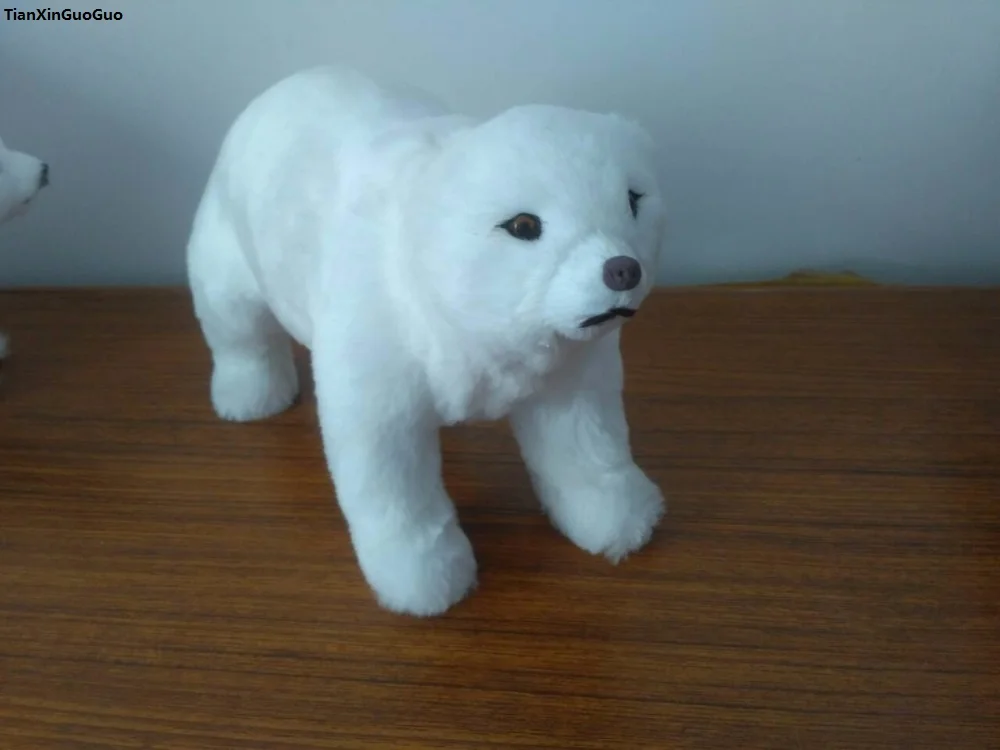 white polar bear large 30x10x19cm hard model prop polyethylene&ampfurs handicraft home decoration gift s1629 | Игрушки и хобби