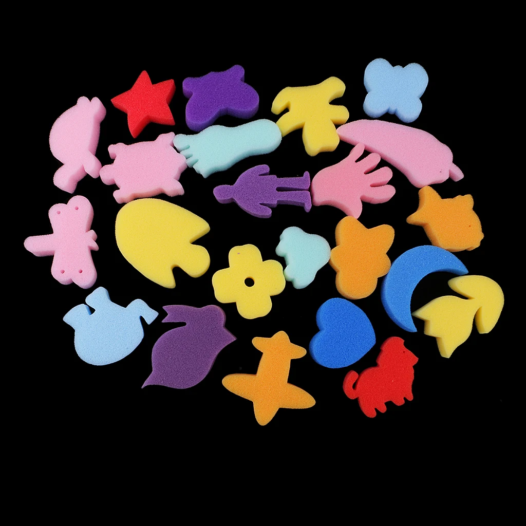 24 Pcs Sponge Painting Shape Kids Education Art Craft Tools Assorted Shaped