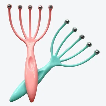 

Scalp Head Massager Hair Held SPA Scalp Neck Stress Relief Massage Release Five Finger Head Physician Steel Ball Massager Relax