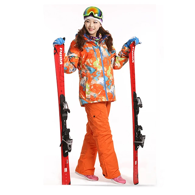 Cheap Dropshipping Waterproof Sportwear Female Ski Suit Women Winter Ski wear Top Hoodie Jacket Strap Pants snow jacket and pants