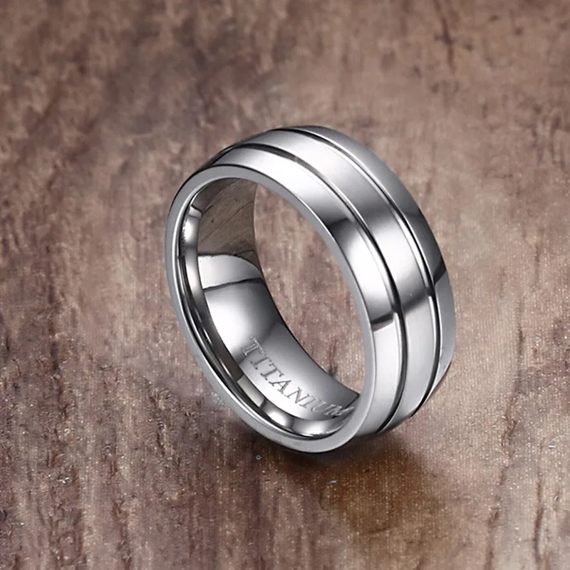 Мужские кольца из чистого титана обручальное кольцо с 3 канавками куполообразный