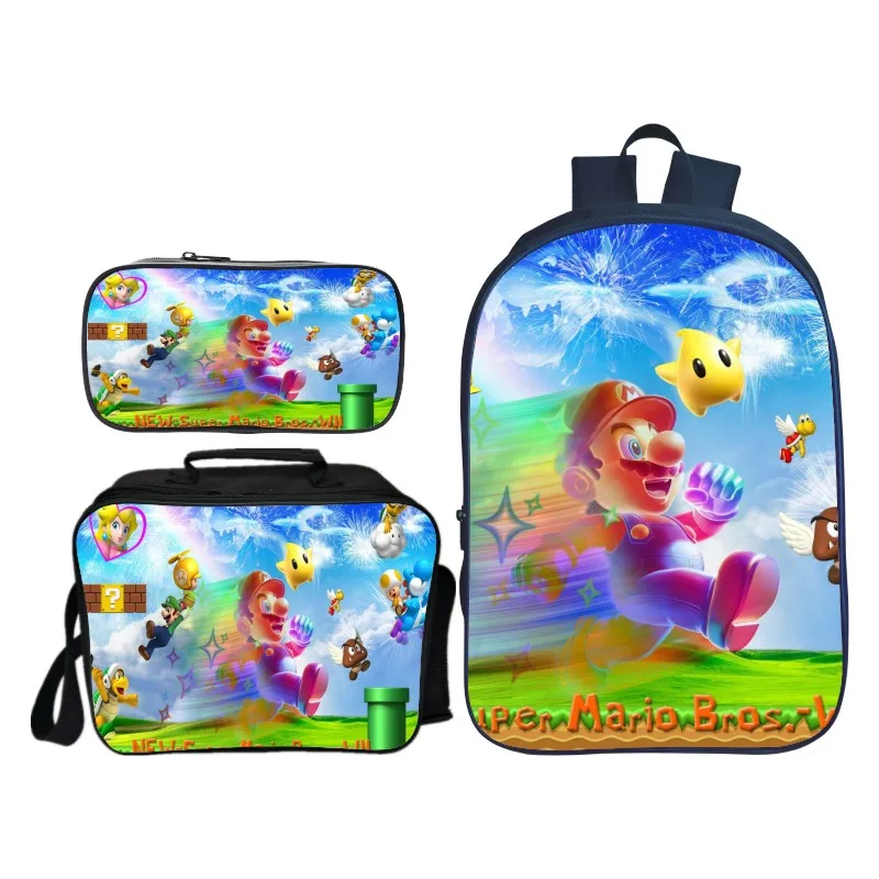 

New Arrivals 3Pcs/Set Printing 3D Super Mario Kids Shoulder Backpacks Cartoon Children School Bags for Boys Schoolbag Girls Bag