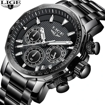 

Men Watch Top Brand Luxury Fashion LIGE Military Watch Men Stainless Steel Quartz Watches Waterproof Clock Relogio Masculino