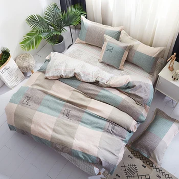 

Fashion Simple Pastoral Style Geometric Flower Animal Flamingos Pattern Duvet Cover Bed Sheet Set Polyester Sanding Bedding Sets