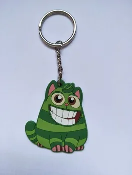 

Cute Green Cate Keychains Custom Logo PVC Keychains letter Keyring Business Gift chaveiros personalizado Keys Logos