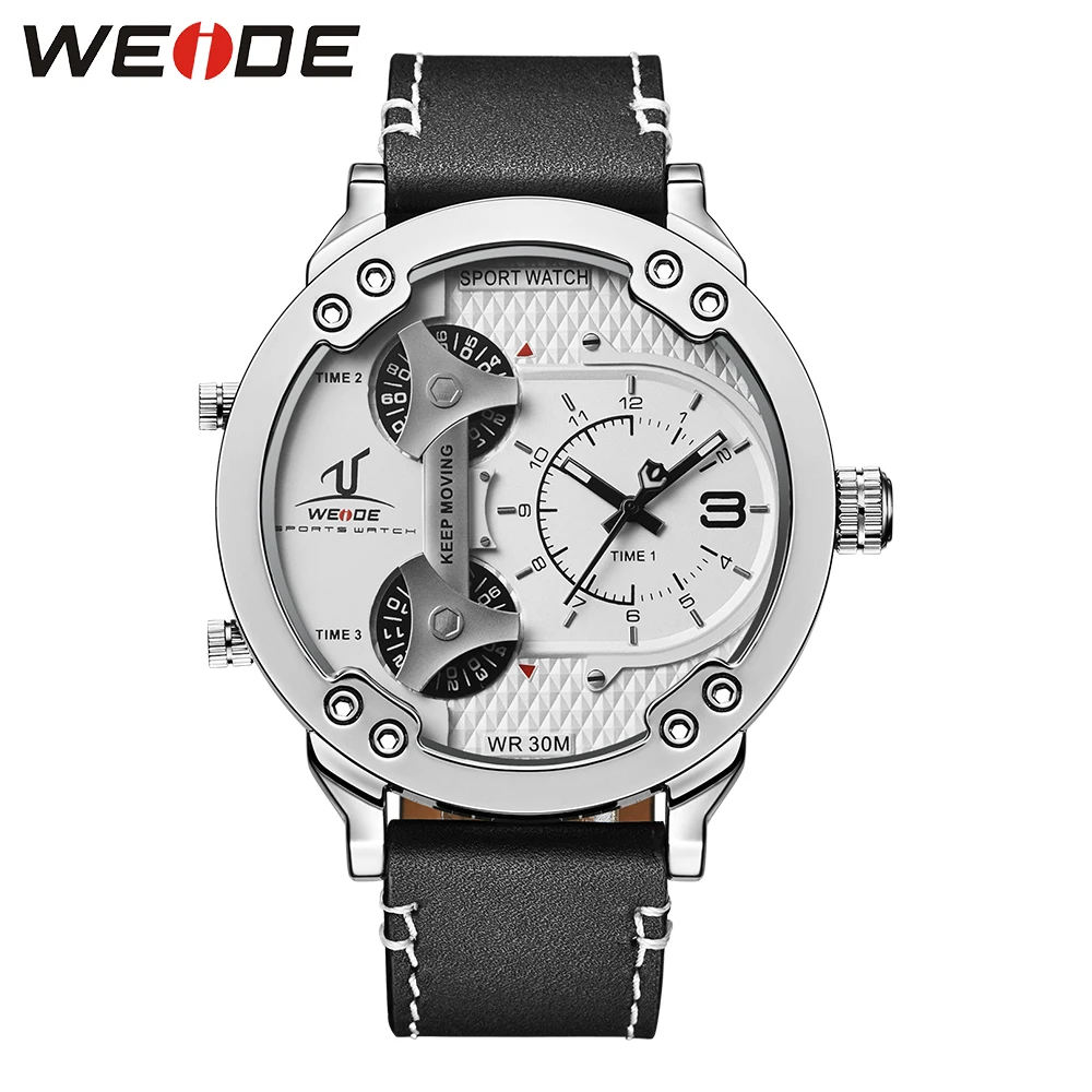 Weide часы Роскошные Кварцевые мужские белые спортивные электронные кожаные