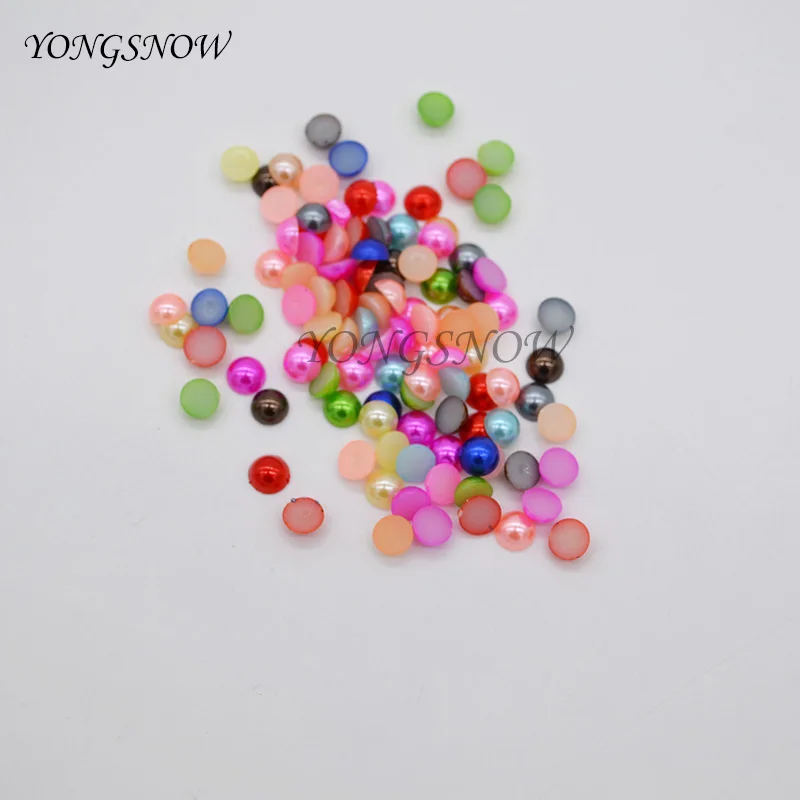 200Pcs/lot 6mm Multicolor Acrylic Imitation Beads Pearl Half Round Flatback Bead Wedding Party Decor DIY Nail Art Decorate75z