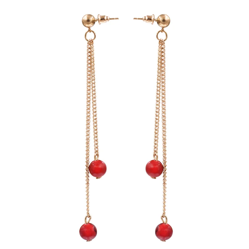 

Houbian New Tassel Earrings for Girls Natural Red Stone Pendant Earrings Jewelry