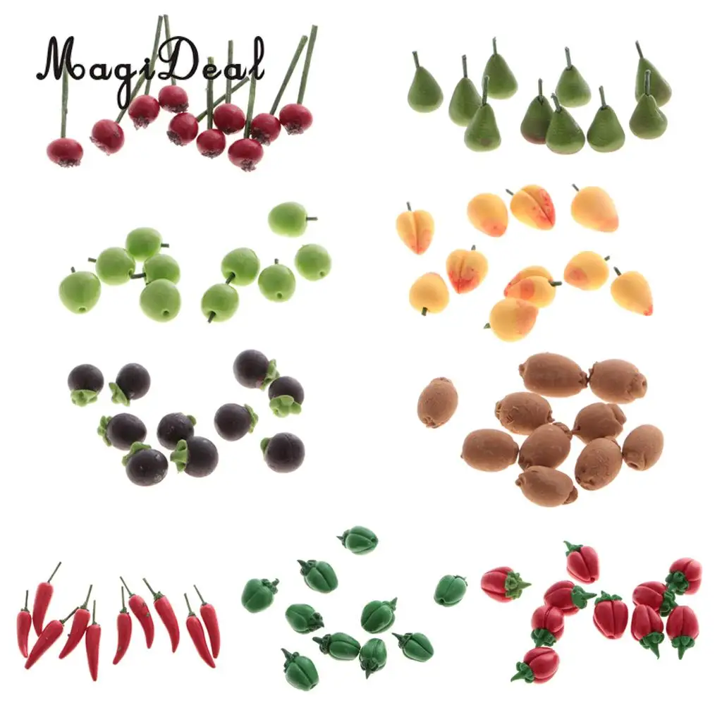 10Pcs/Lot Simulation Polymer Clay 1:12 Dollhouse Miniature Fruits Food Kitchen Restaurant Living Room Decoration Children Toys