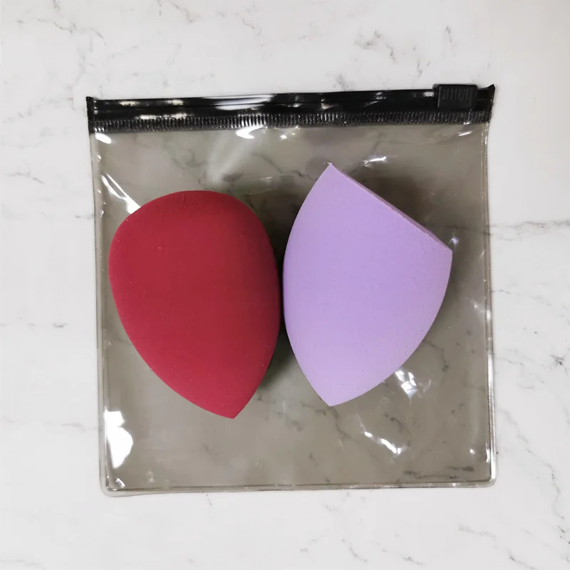 2pcs Beauty Makeup Sponge Puff Set Powder Foundation Blending Sponge Latex-Free Dry Wet Use Cosmetic Egg Mix Color 2 Shapes+ Bag - Цвет: Wine Red and Purple